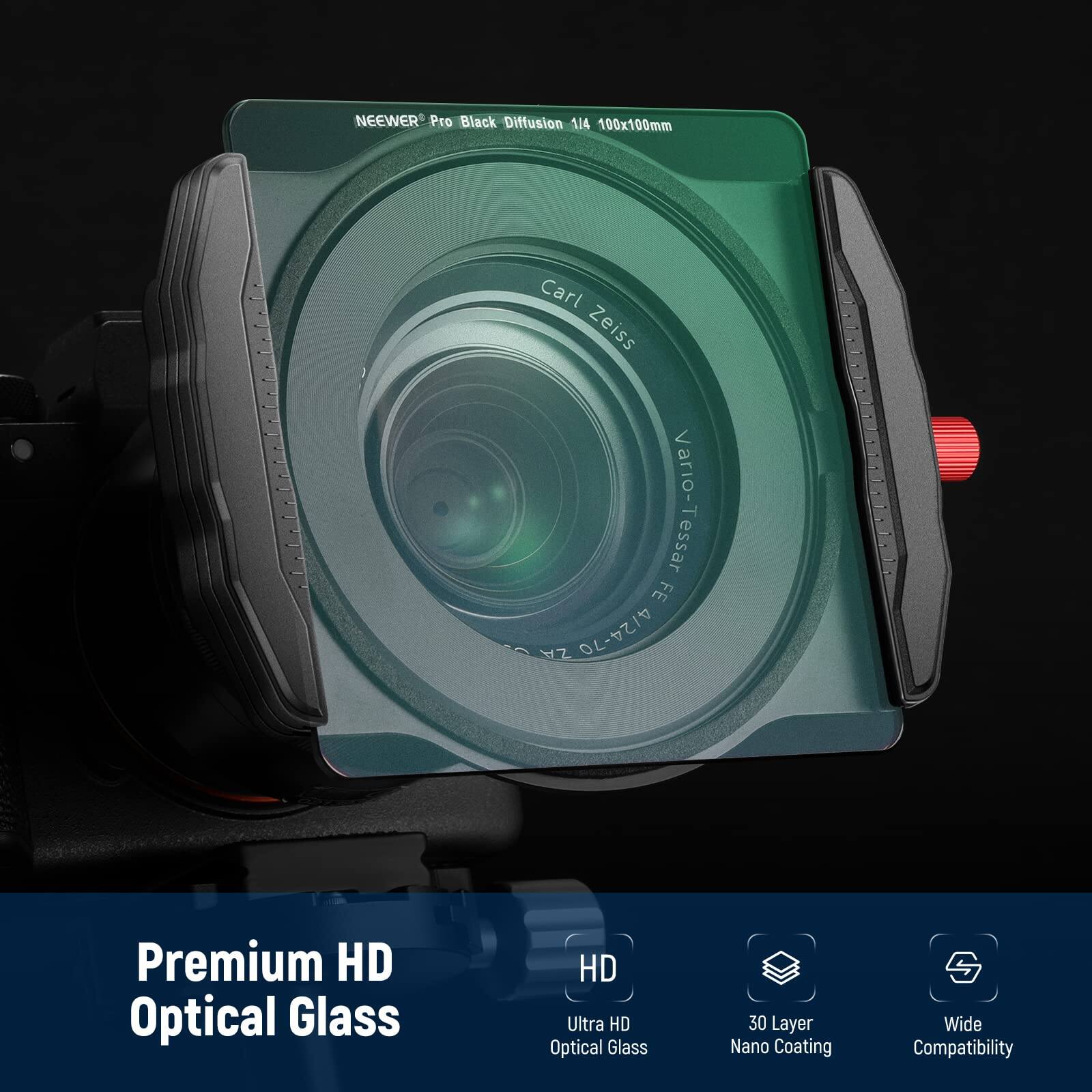 NEEWER Pro Black Diffusion 1/4 100x100mm Carl Zeiss Vario-Tessar FE z /24-70 Premium HD Optical Glass Ultra HD Optical Glass 30 Layer Nano Coating Wide Compatibility