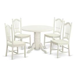 East West Furniture - 5 PC dinette set for 4-Dining Table and 4 Dining Chairs - Linen White