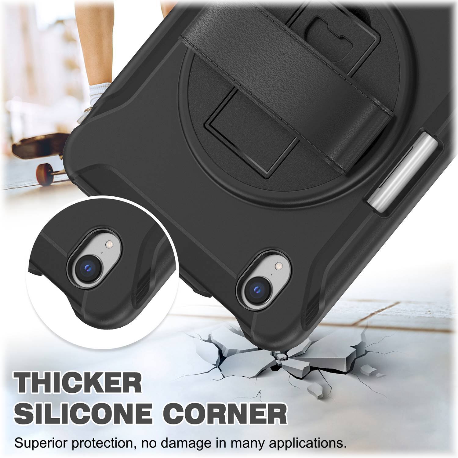 Alt View 15. SaharaCase - Protection Hand Strap Series Case for Apple iPad mini (A17 Pro) and Apple iPad mini (6th Generation 2021) - Black.