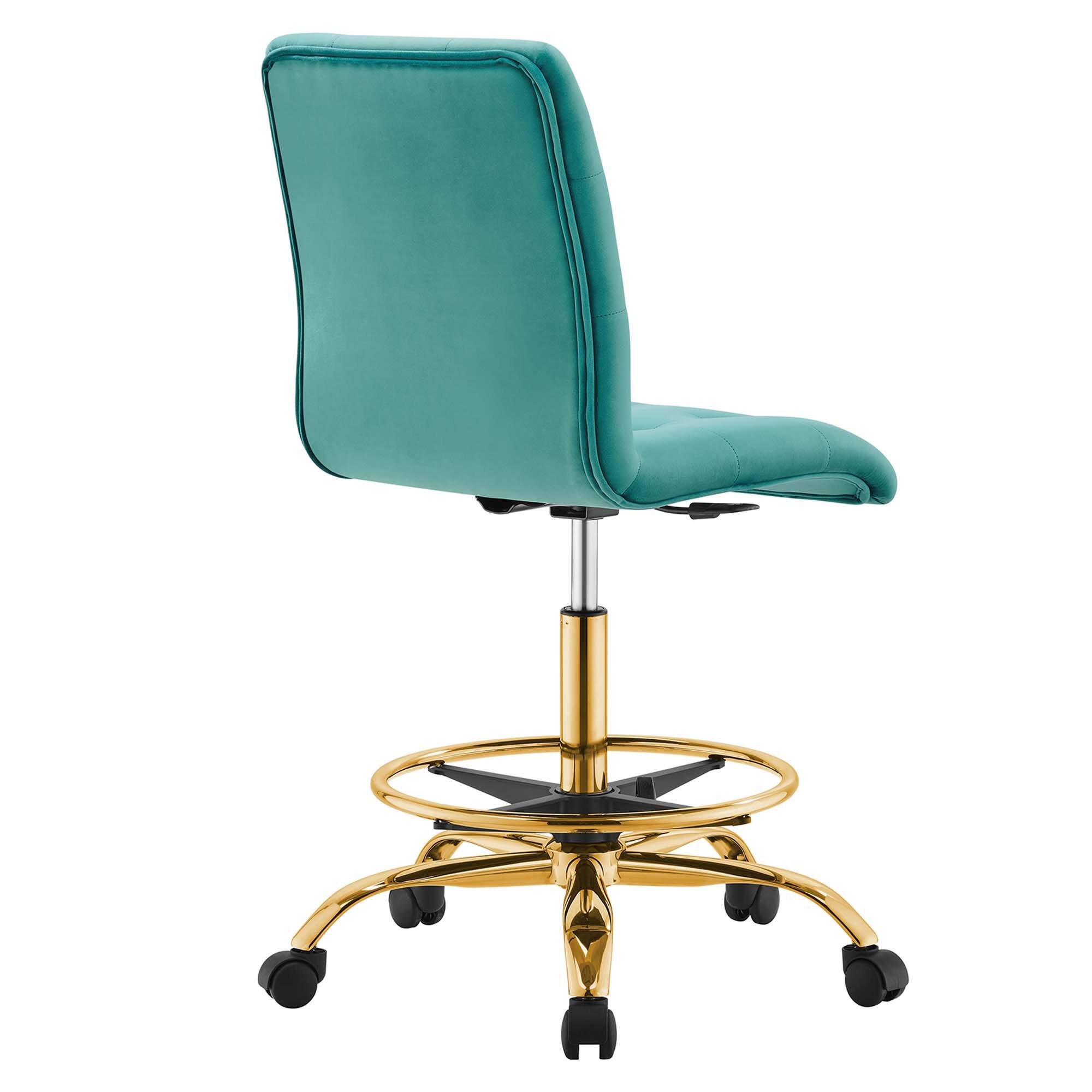 Back. Modway - Prim Armless Performance Velvet Drafting Chair by Modway - Blue.