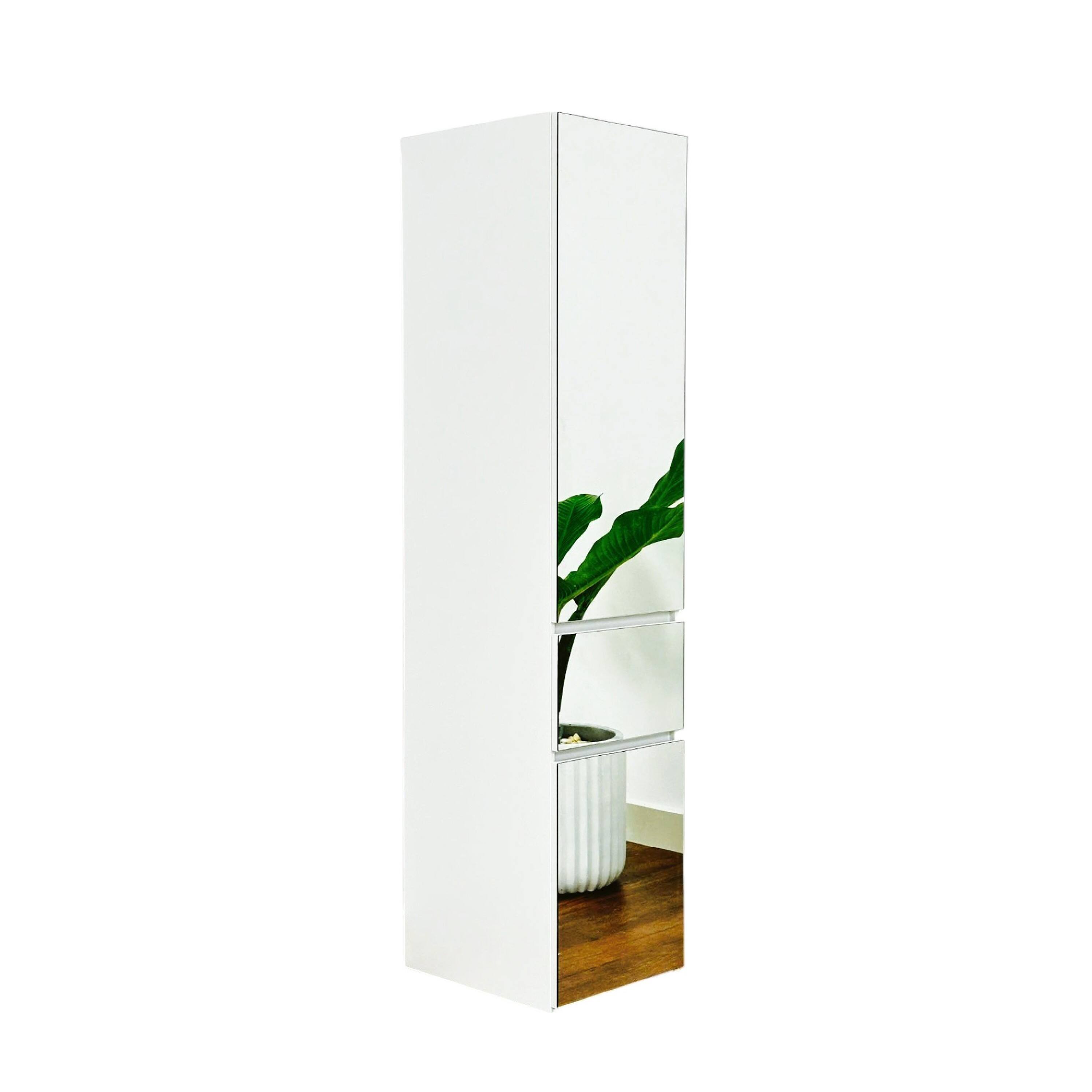 Front. Manhattan Lane - Ely Slim Closet Cabinet w Mirror, 1 Drawer, 71 Inch, White Melamine - White.