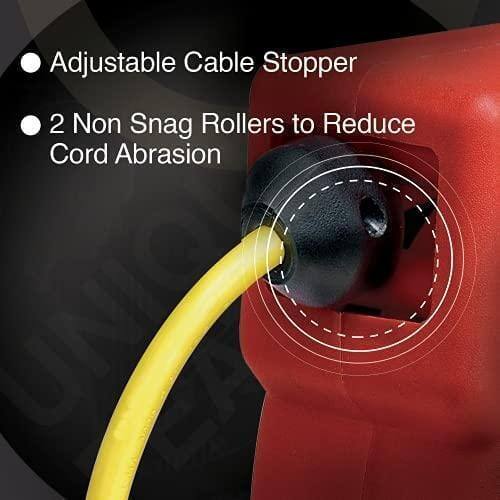 Adjustable Cable Stopper  
2 Non Snag Rollers to Reduce Cord Abrasion
