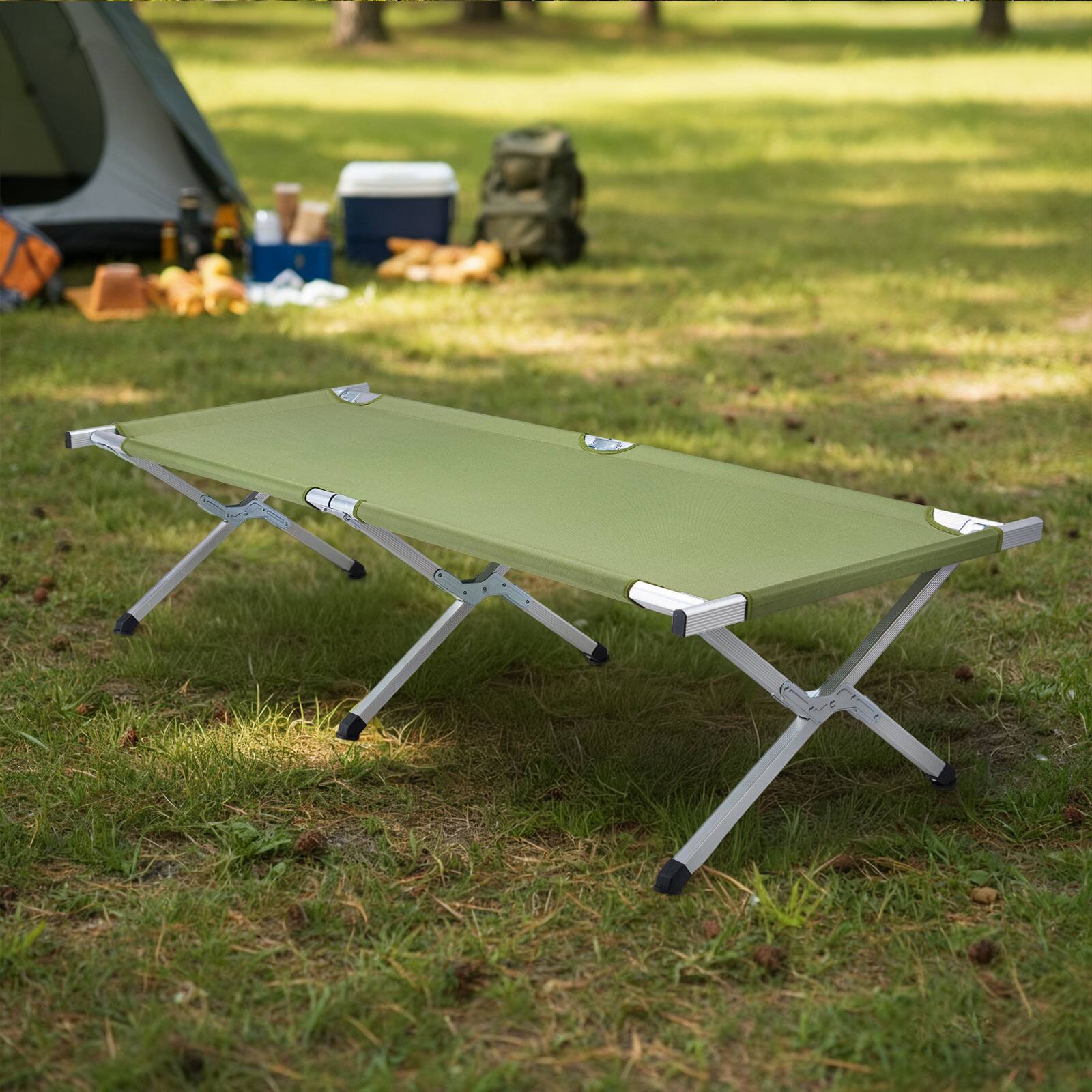 Alt View 8. Winado - 75in Folding Camping Cot, Portable Camping Bed, Sleeping Cots with Carrying Bag for Indoor Outdoor Camping Hiking Travel - Army Green.