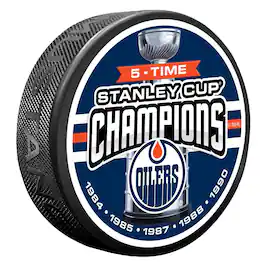Mustang Drinkware - Edmonton Oilers Five-Time Stanley Cup Champions Puck - Multicolor