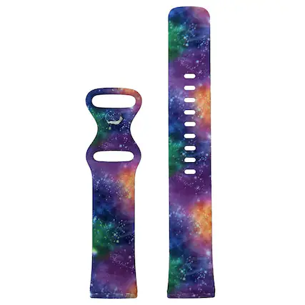 Front. StrapsCo - Graphic Active Band Silicone Rubber Watch Strap For Fitbit Sense 2 (Medium-Long) - Cosmos.