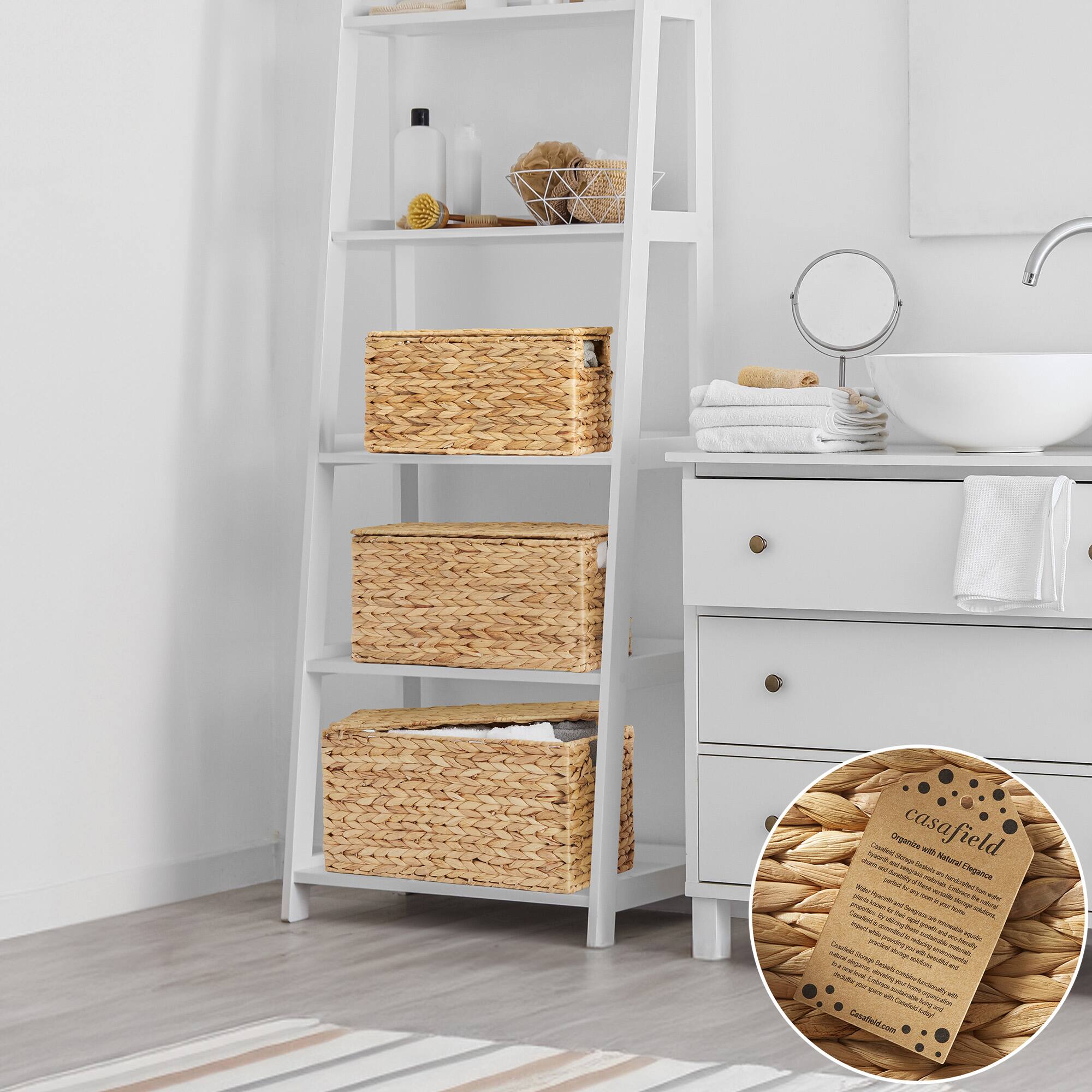 - casafield
- Opening with Natural Essence
- Handcrafted with natural materials, this collection is designed to bring a touch of nature into your home. The woven rattan baskets are made from sustainable rattan, a fast-growing, renewable resource. The natural finish highlights the unique texture and pattern of the rattan, creating a warm and inviting atmosphere.
- The rattan is sourced from sustainable plantations, ensuring that the production process is environmentally friendly. The baskets are handcrafted by skilled artisans, preserving traditional techniques and supporting local communities.
- The collection includes a range of sizes and shapes, perfect for organizing and storing items in the bathroom, bedroom, or living room. The baskets are durable and can be used for years to come.
- casafield
- casafield.com