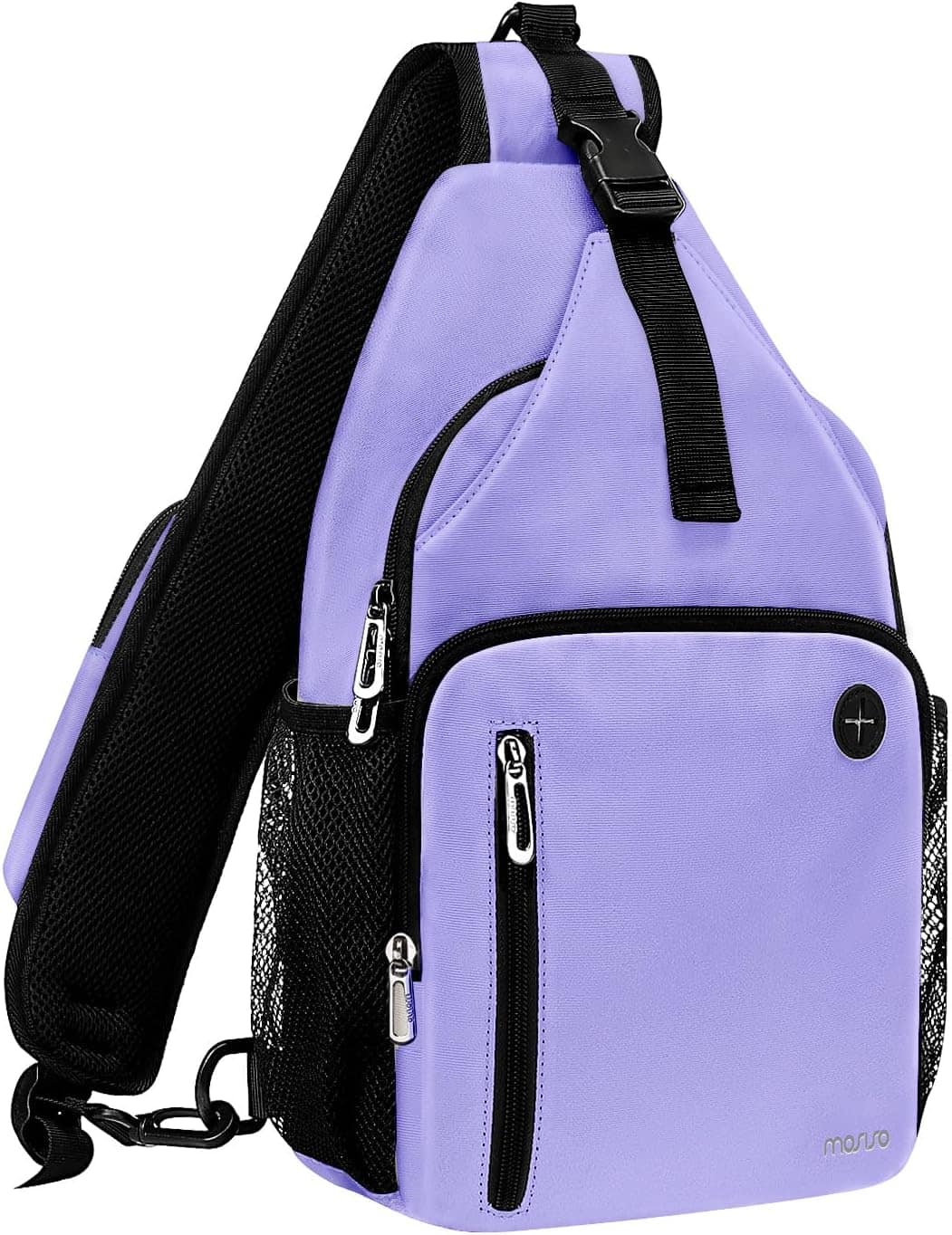 mosiso - Sling Bag Crossbody Shoulder Bag Travel Hiking Daypack Chest Bag with Front Square Pocket&USB Charging Port - Plum