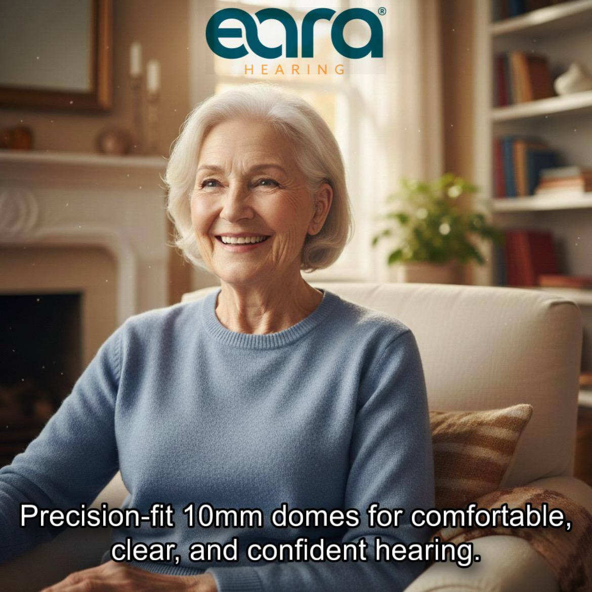 Precision-fit 10mm domes for comfortable, clear, and confident hearing.