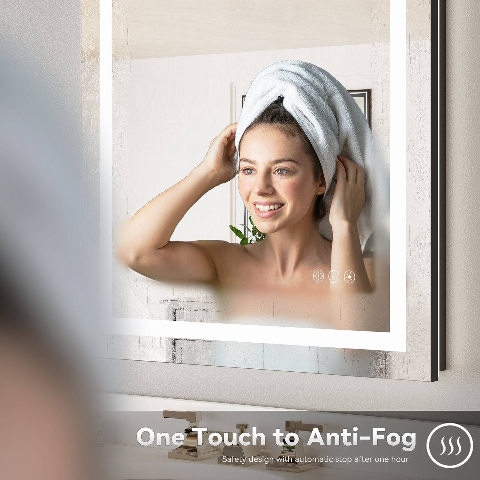 One Touch to Anti-Fog  
Safety design with automatic stop after one hour