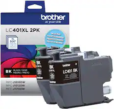 brother at your side
LC401XL 2PK
XL 500* page yield rendement rendimiento rendimento VALUE PACK PAQUET ECONOMIQUE PAQUETE ECONOMICO PACOTE ECONOMICO BLACK/NOIR NOIR BK EGRO/PRETO
MFC-J1010DW MFC-J1012DW MFC-J1170DW
BK LC401XL PUSH POUSSEZ MO PRESSONE brother
LC401 BK HIGH YIELD N HALT RENCCMENT XL .79 RENDMIENTO ALTO RENDMMENTO
*page yield is approximate and depends on the content of the printed page