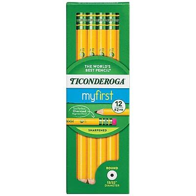 Ticonderoga  
The World's Best Pencil  

myfirst  
12 Pencils  
2B  
Oversized  
Sharpened  

Round  
13/32" Diameter