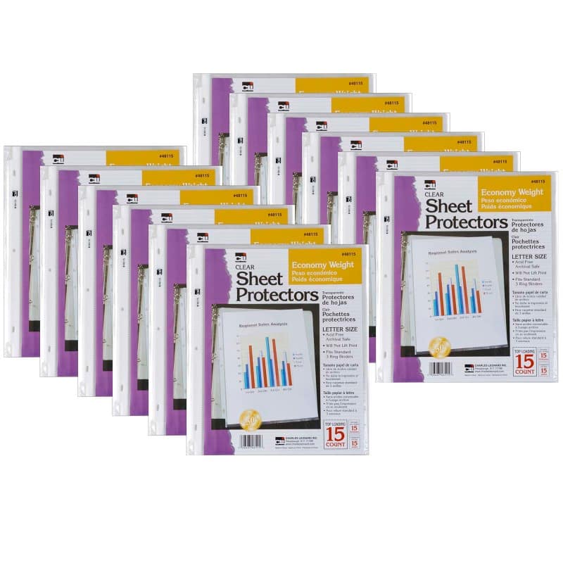 Charles Leonard - Sheet Protectors  Economy Weight  Letter Size  Clear  15 Per Packk  12 Packs price history on PriceWatchPro