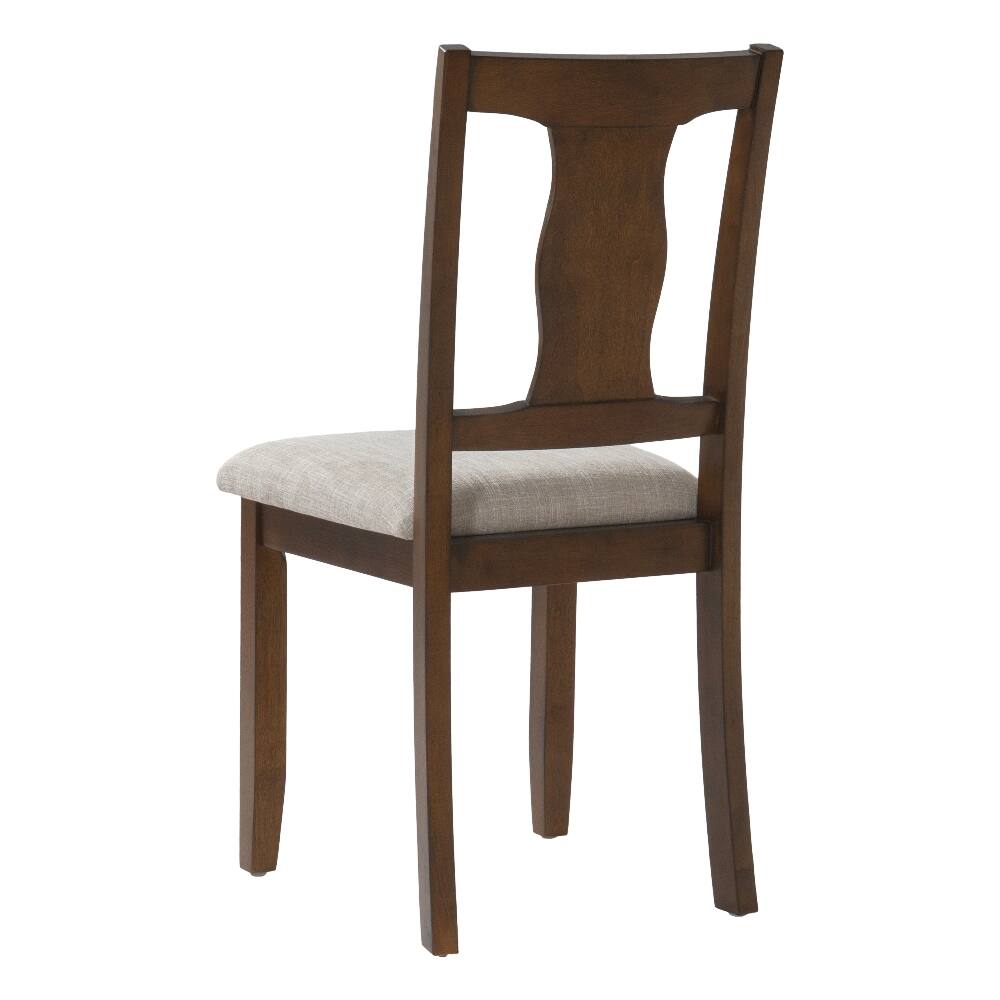 Alt View 6. Loheer - Loheer Dining Chairs Set of 2 Mid-Century Modern Upholstered High Back Rubberwood Padded Kitchen Desk Chairs Brown Beige - Brown, Beige.