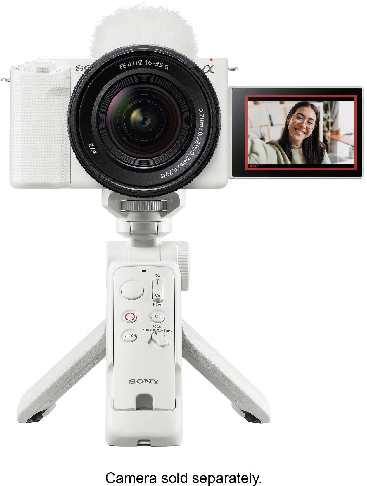 The text on the image reads: "Camera sold separately."