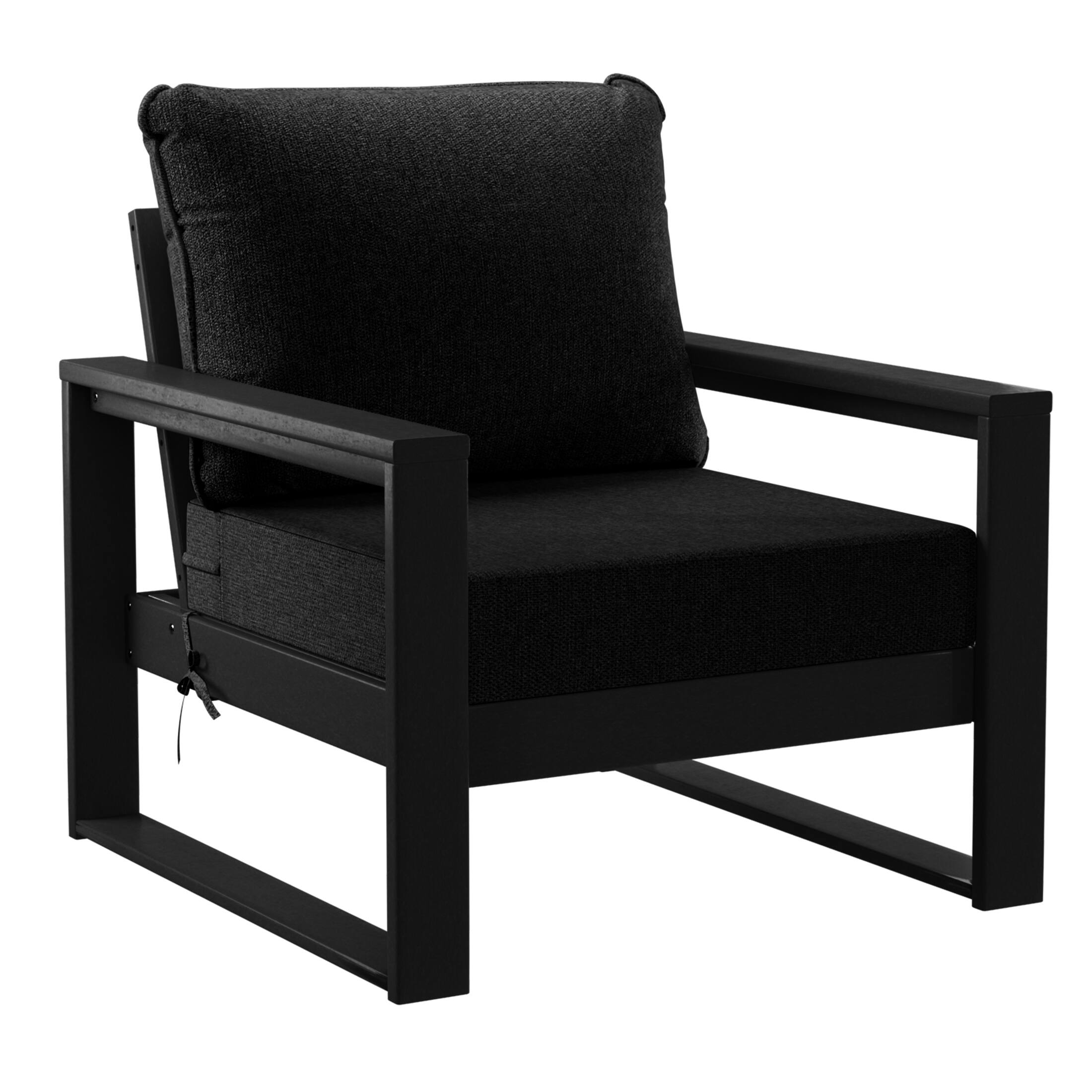 Left. WestinTrends - WestinTrends Montara Outdoor Modern 3-Piece HDPE Patio Sofa Set with Side Table - Black.