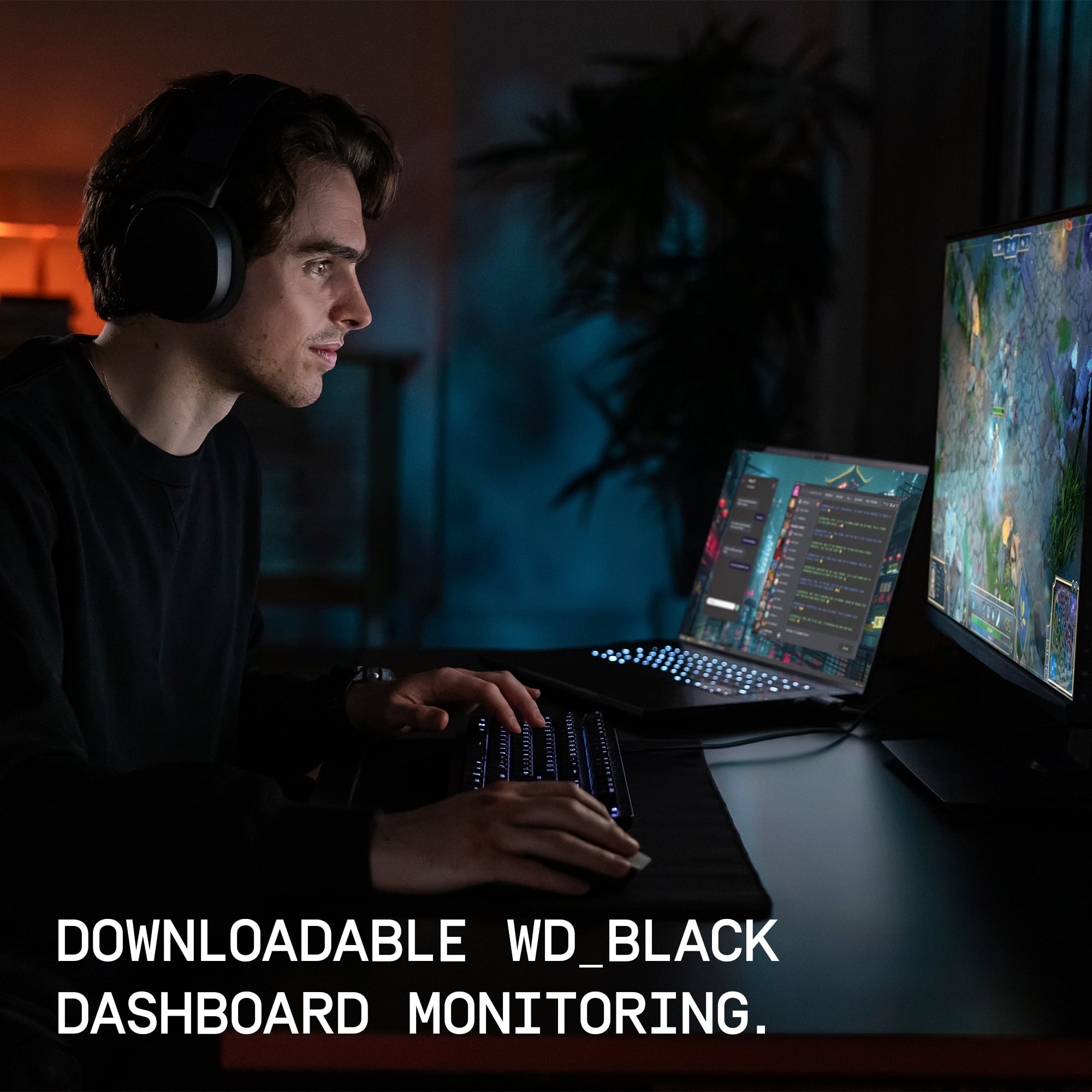 The text on the image reads: "Downloadable WD_Black Dashboard Monitoring."