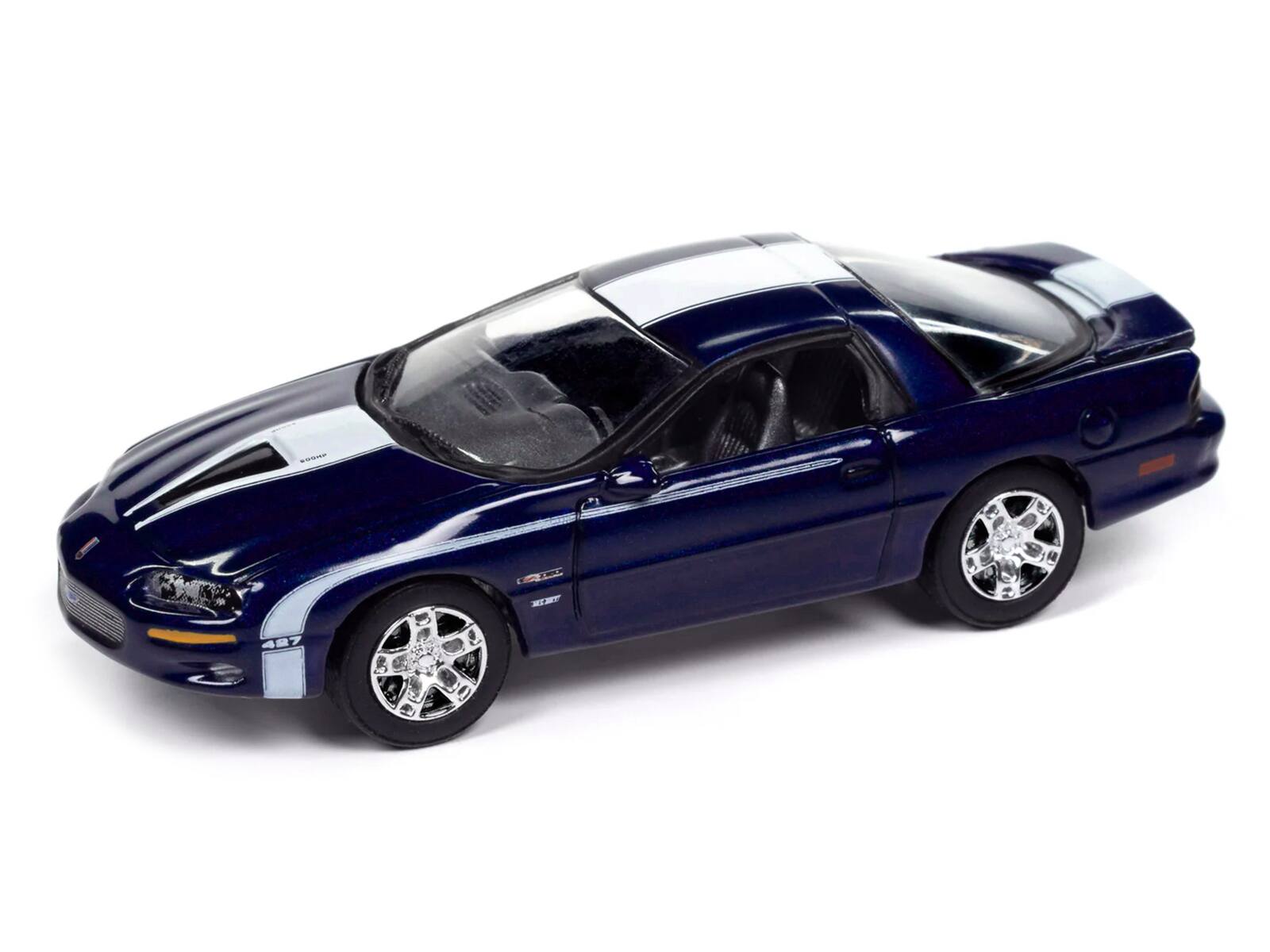 Alt View 1. Johnny Lightning - 2002 Chevrolet Nickey Camaro ZL1 Navy Blue Metallic with White Stripes 1/64 Diecast Model Car by Johnny Lightning.