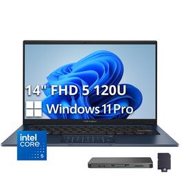 ASUS - Upgraded - Vivobook 14 14" LED FHD Laptop,Intel Core 5 120U,16GB RAM,1TB SSD+1TB Dock Set,Win 11 Pro - Blue