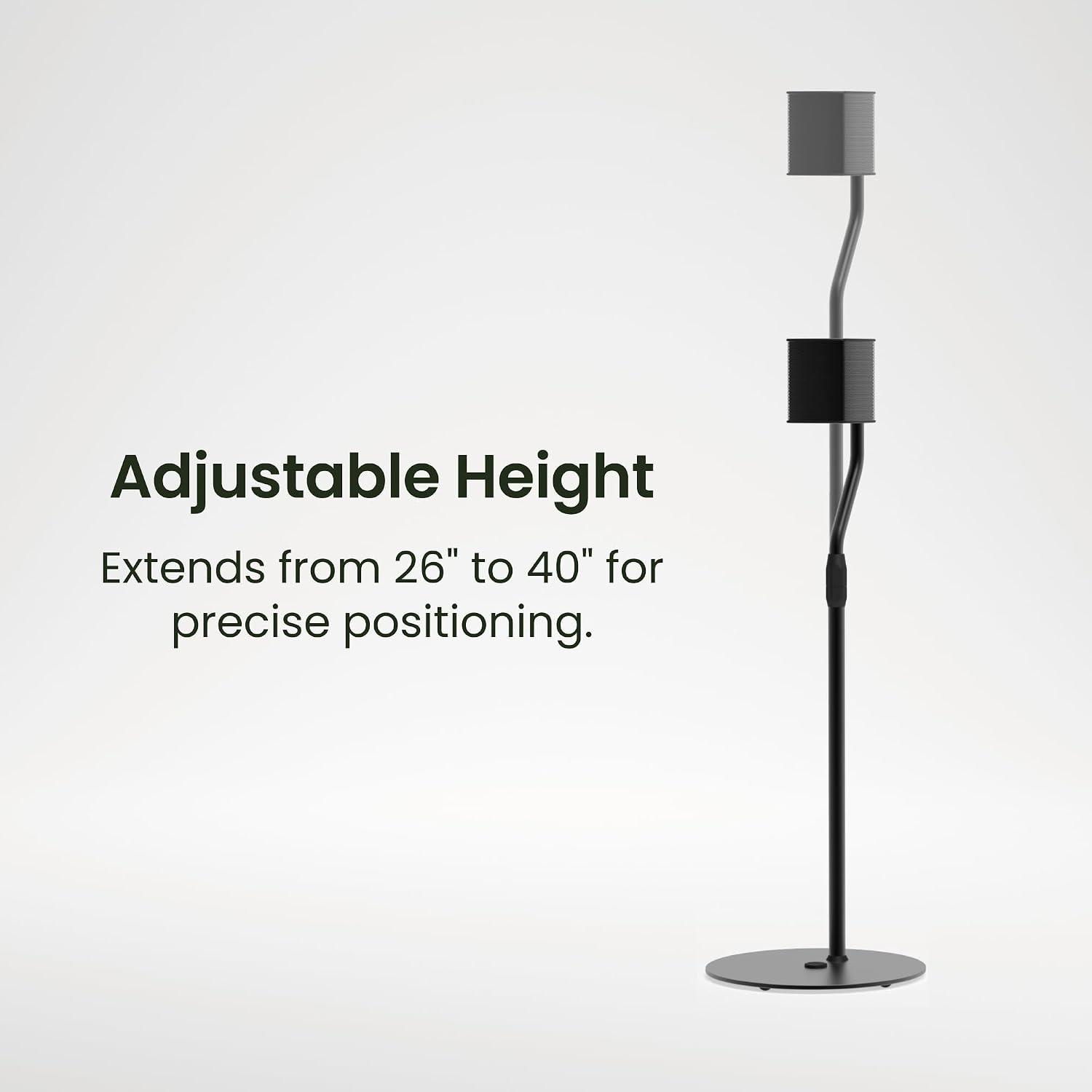 Adjustable Height Extends from 26" to 40" for precise positioning.