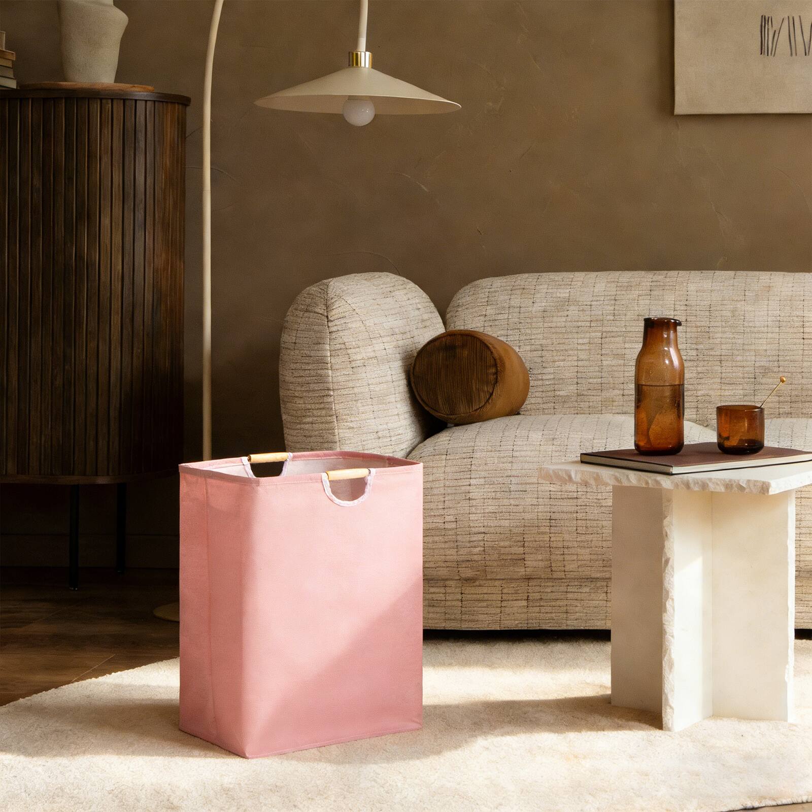 Alt View 5. Unique Bargains - Large Laundry Basket, Foldable Hamper with Wooden Handles, Tall Storage for Comforter, Clothing, Blanket, Pillows - Fruit Color.