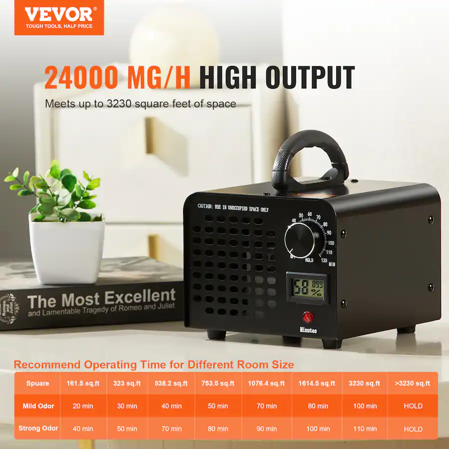 Azone Machine VEVOR Ozone Generator, 24000mg/h Ozone Machine Odor Remover, High ...