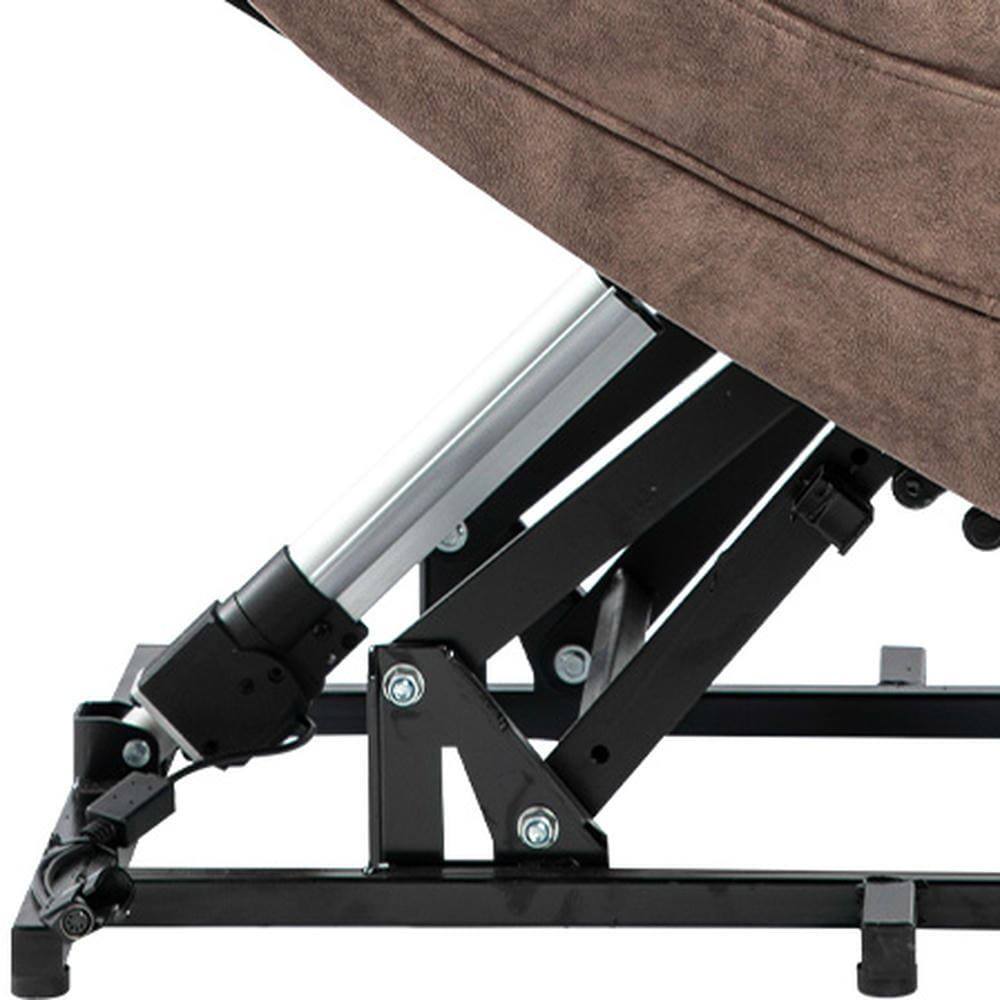 Back. Kadyn - Swivel Rocking Recliner Chair, 8-Point Massage & Heat, 360° Rotation, USB Port, Cup Holders, Brown - Brown.