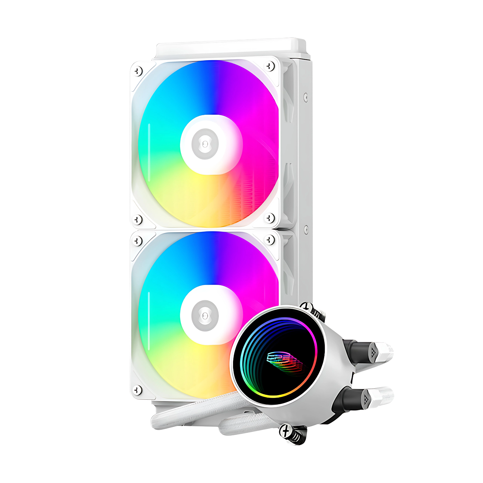 PCCOOLER - DA240 ARGB AIO CPU Liquid Cooler, 240mm Radiator, 260W TDP, Infinity Halo ARGB Effect, 3000RPM Pump Speed - White