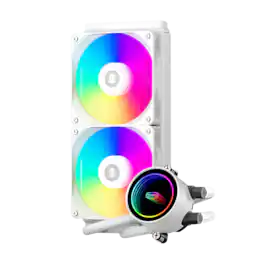 PCCOOLER - DA240 ARGB AIO CPU Liquid Cooler, 240mm Radiator, 260W TDP, Infinity Halo ARGB Effect, 3000RPM Pump Speed - White