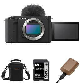 Bundle - Sony - ZV-E1 Mirrorless Camera, Black, with NP-FZ100 Battery, 64GB Memory Card and Shoulder Bag