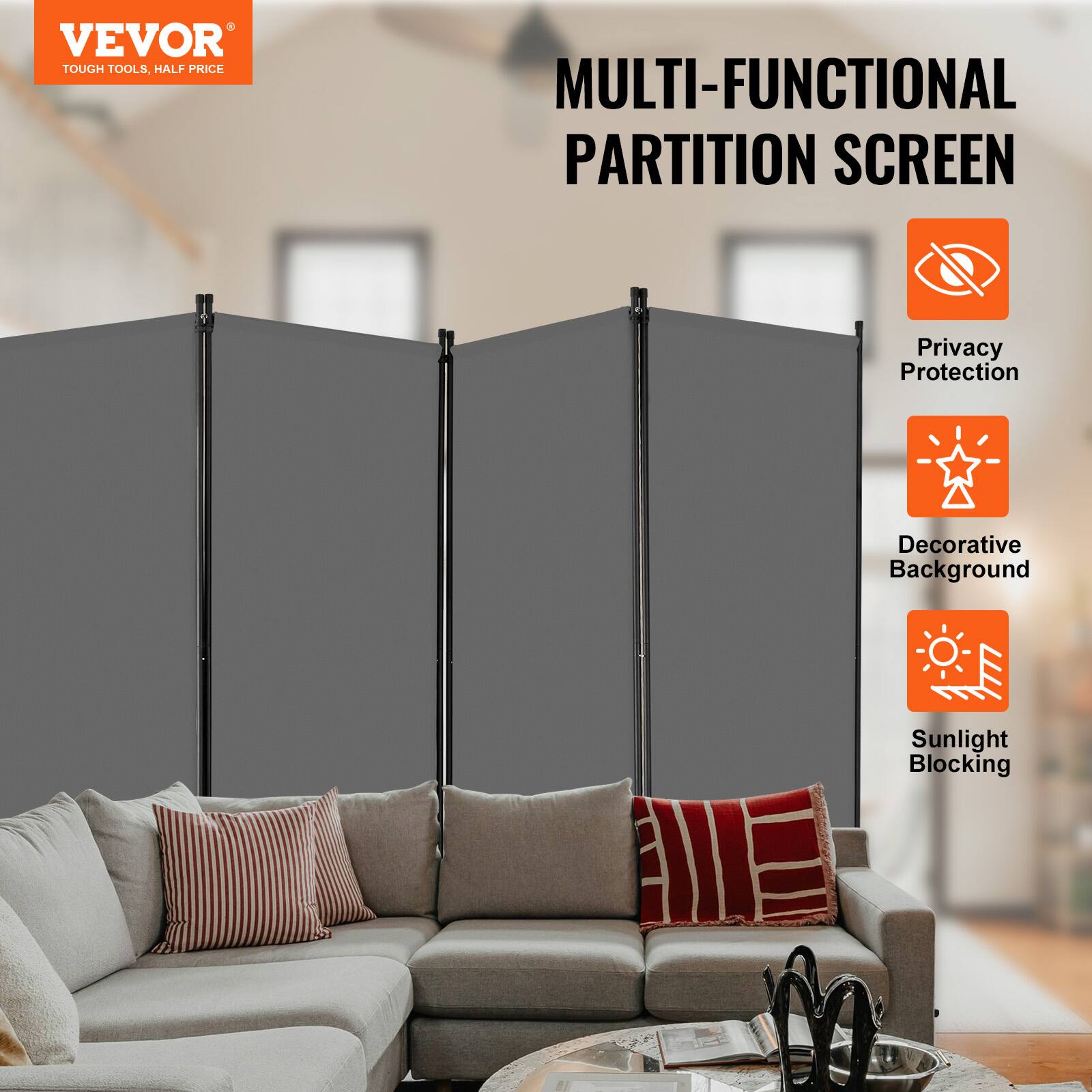 VEVOR TOUGH TOOLS HALF PRICE MULTI-FUNCTIONAL PARTITION SCREEN
Privacy Protection
Decorative Background
Sunlight Blocking
