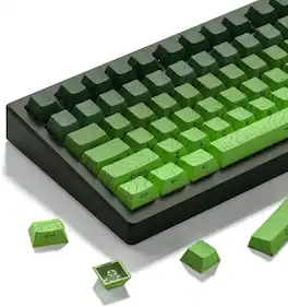 Womier - Double Shot PBT keycaps,Topographic Keys Cherry Profile Key caps for All US Layout Mechanical Keyboardd - Mocha Green-Cherry