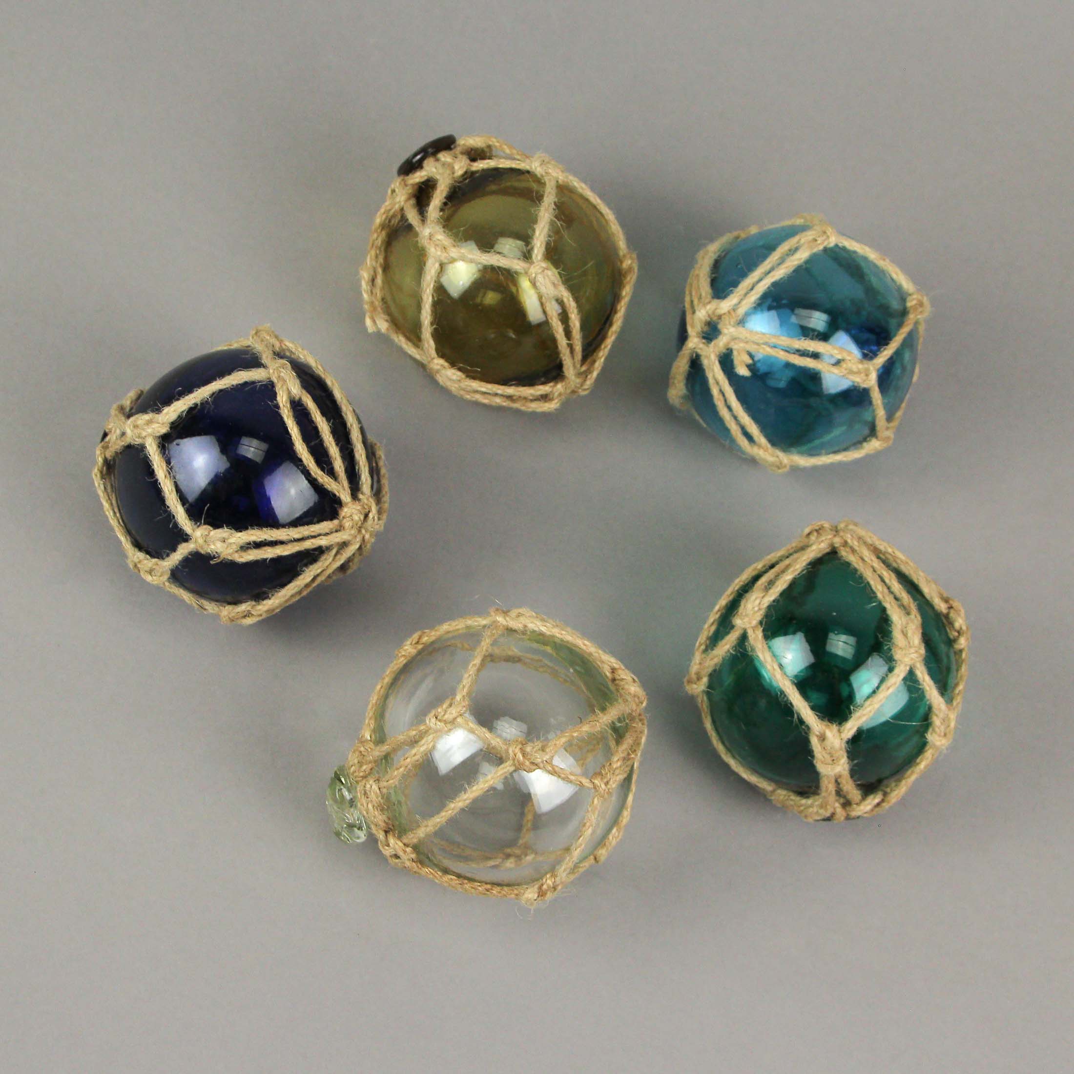 Alt View 5. Zeckos - Set of 5 Rope Wrapped Multicolor Glass Decorative Balls Modern Accent Room Decor - Multicolored.