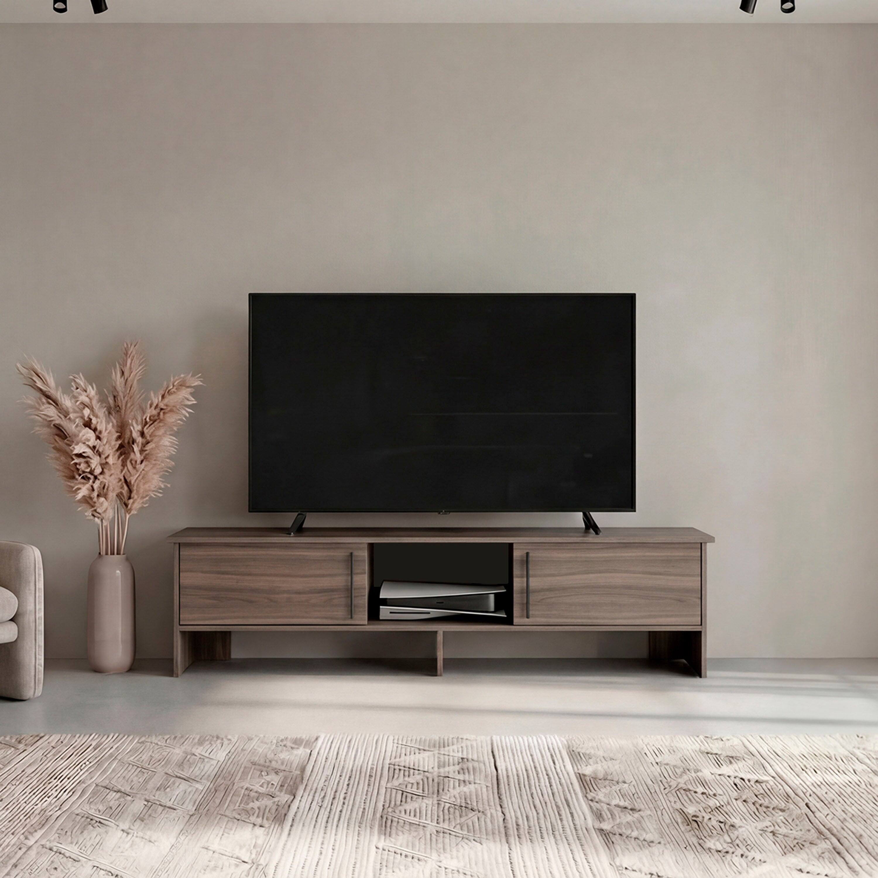 Angle. TuHome - Modern Laminate Wood TV Stand and Entertainment Center, Fits TVs up to 65-Inch - Light Oak.