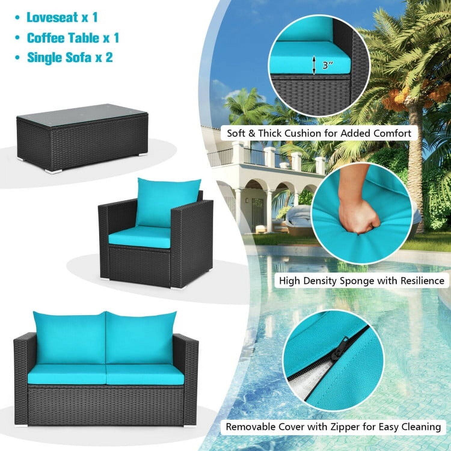 - Loveseat x 1
- Coffee Table x 1
- Single Sofa x 2

3" Soft & Thick Cushion for Added Comfort

High Density Sponge with Resilience

Removable Cover with Zipper for Easy Cleaning
