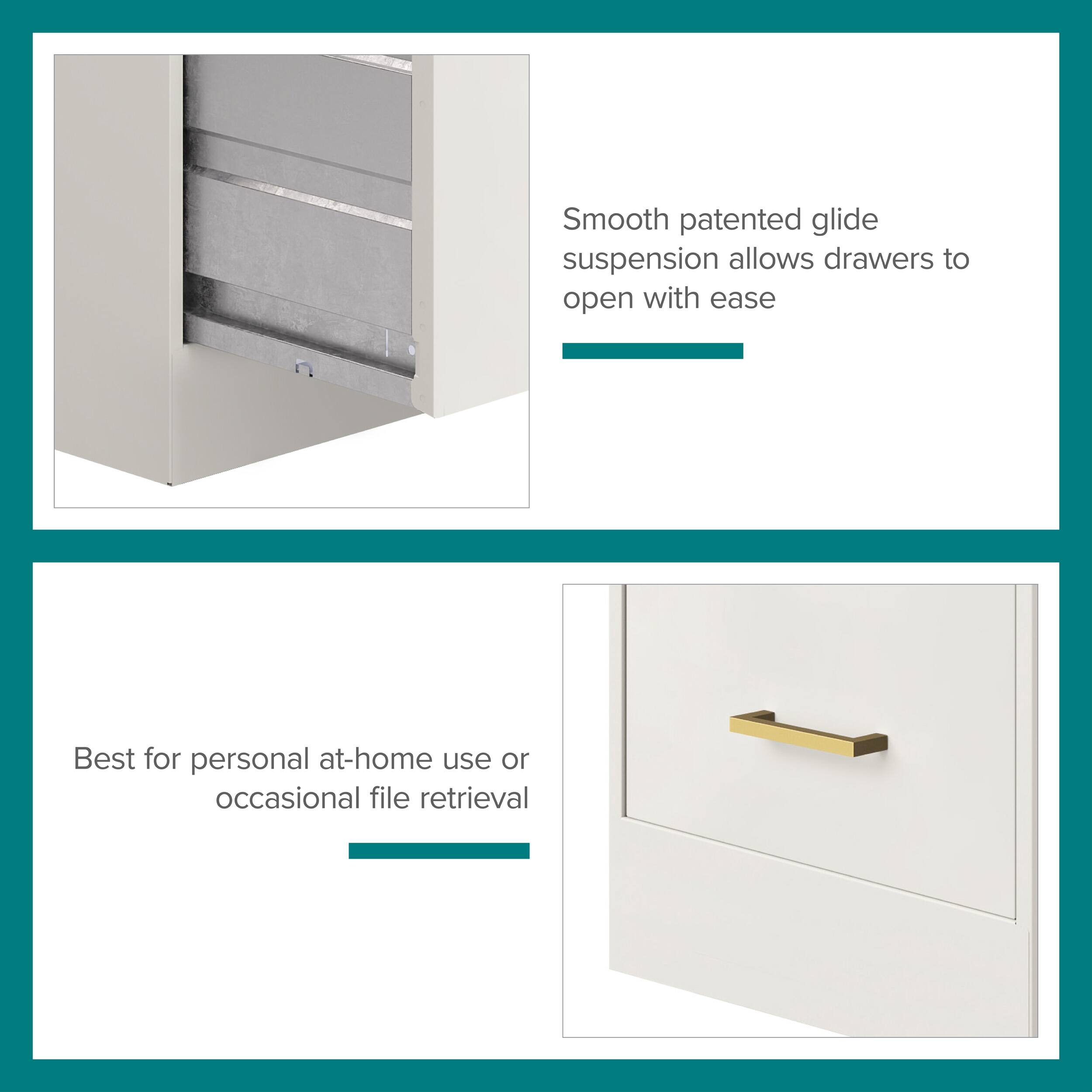 Smooth patented glide suspension allows drawers to open with ease

Best for personal at-home use or occasional file retrieval