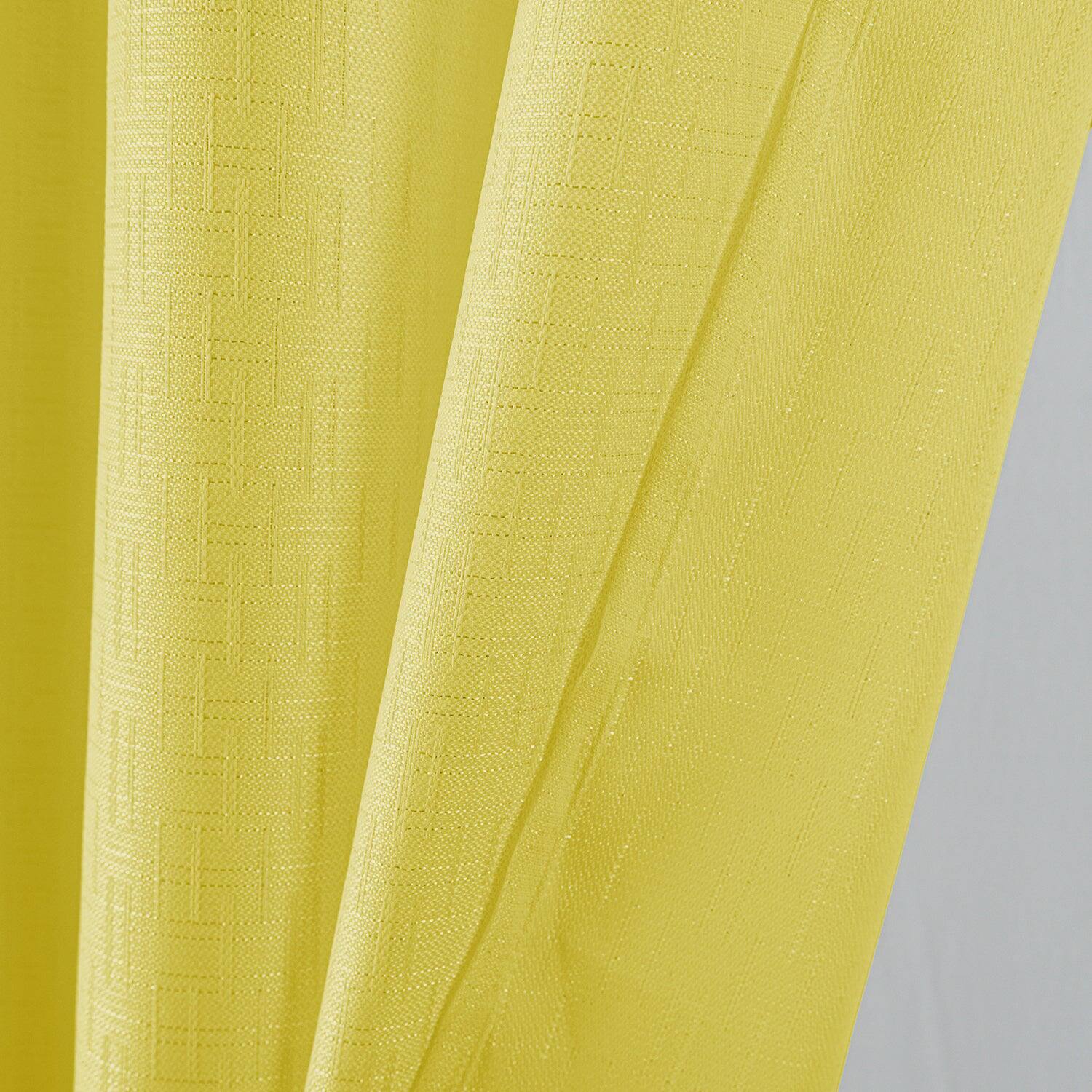 Left. RT Designers Collection - RT Designers Collection 100% Polyester 140 GSM Sedona Jacquard Grommet Curtain Panel 54" x 90" Yellow - Yellow.