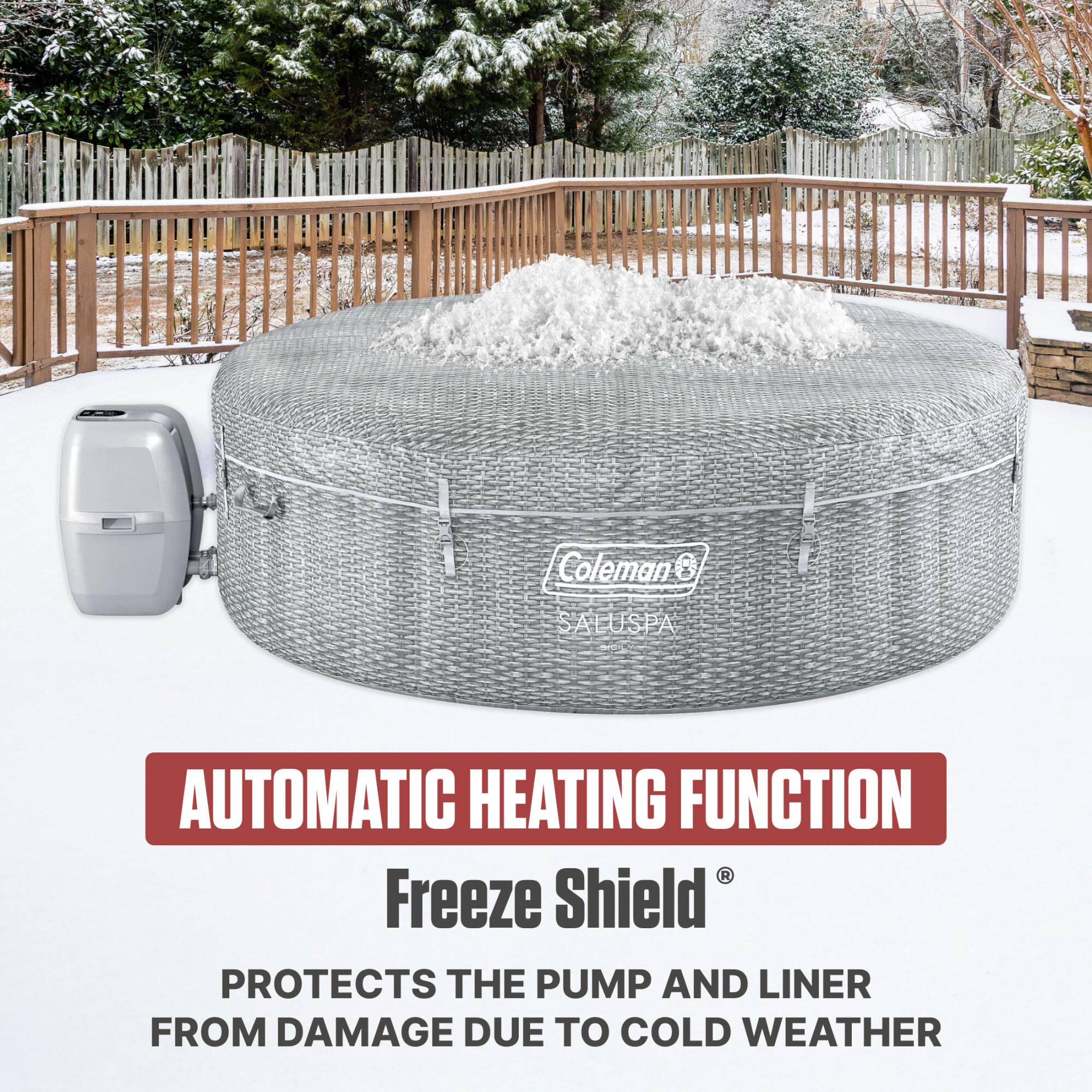 Coleman SALUSEA AUTOMATIC HEATING FUNCTION Freeze Shield® PROTECTS THE PUMP AND LINER FROM DAMAGE DUE TO COLD WEATHER