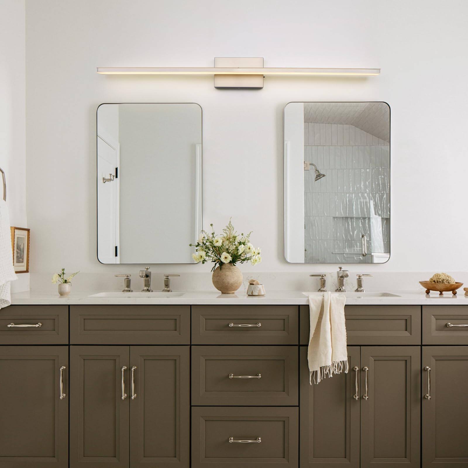 Left. Cedar Assembly - Inch Brushed Nickel Bathroom Vanity Light Bar cct Dimmable Fixtures Over Mirror Modern Led Lighting Bath - Brushed Nickel-5 Color Temperature 31.5 Inch.