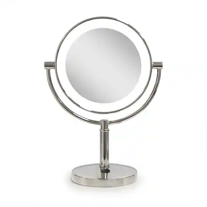 Front. Zadro - Laguna, LED Lighted Makeup Mirror with Magnification Options 5X, 10X - Polished Nickel.