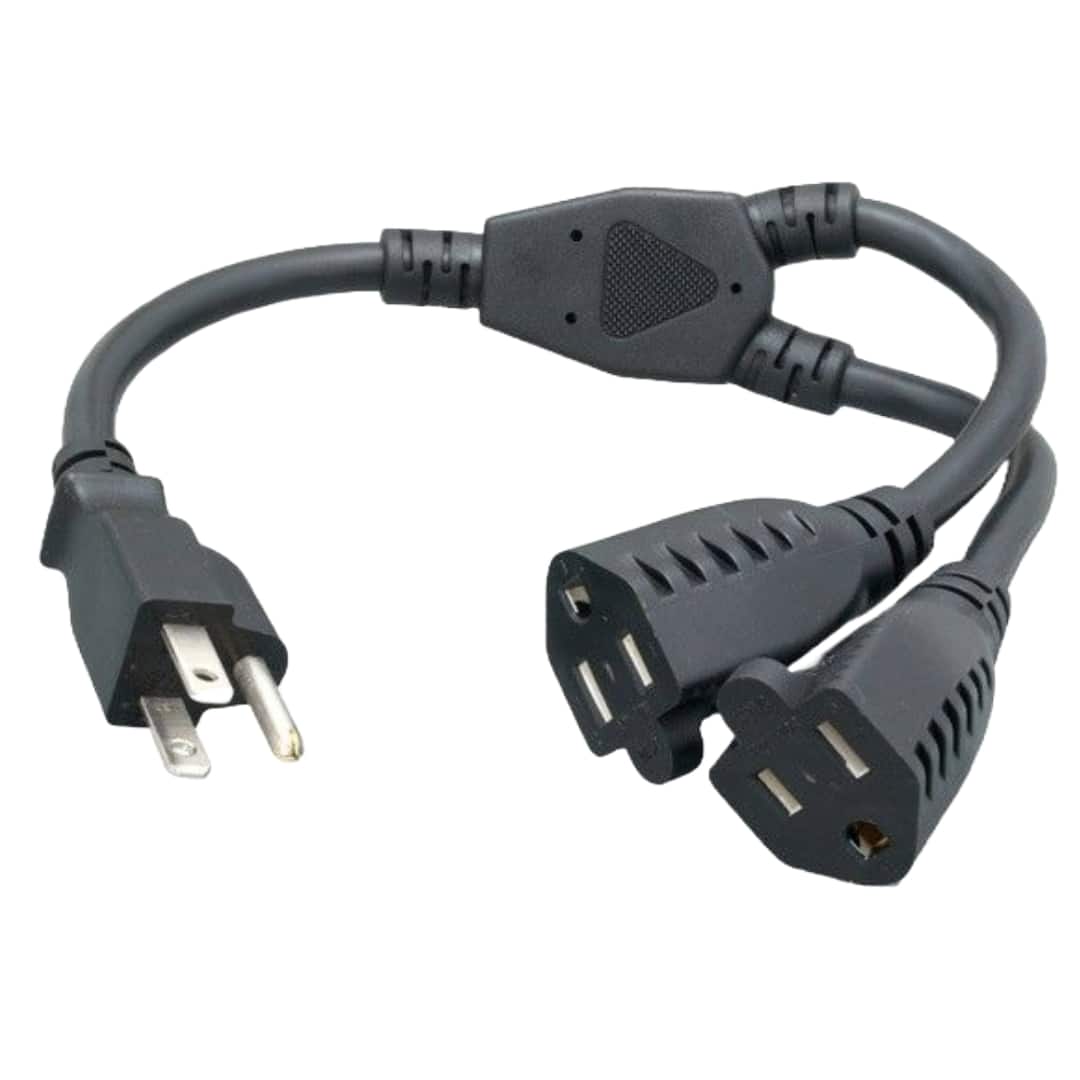 Sanoxy - 14 inches Power Cord Splitter Cable 14 AWG (2 NEMA 5-15R to 1 NEMA 5-15P) - Black
