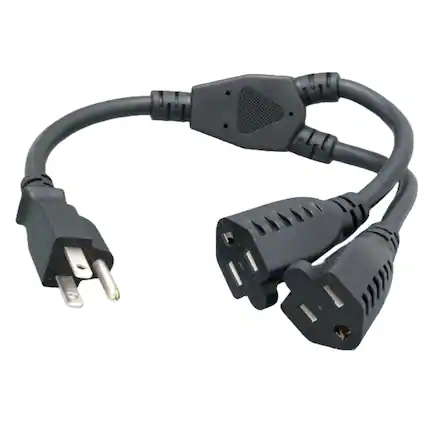 Front. Sanoxy - Sanoxy 14 inches Power Cord Splitter Cable 14 AWG (2 NEMA 5-15R to 1 NEMA 5-15P) - Black.
