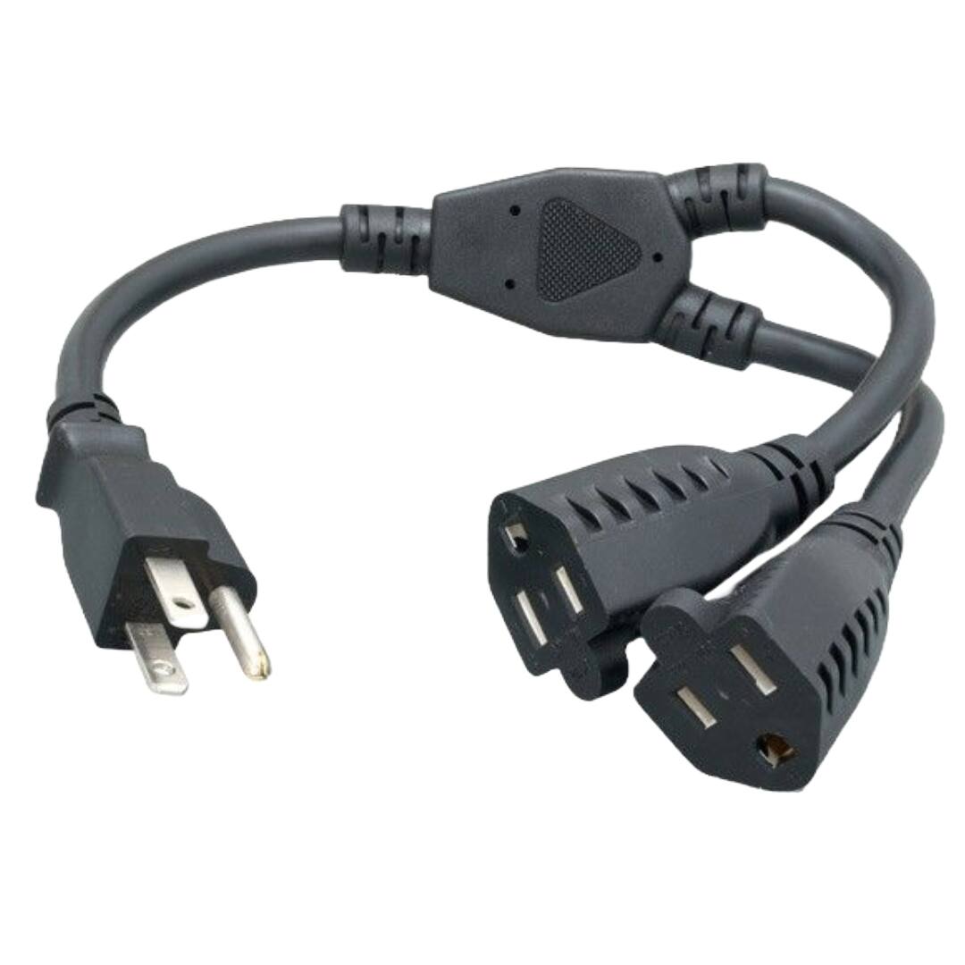 Sanoxy - 14 inches Power Cord Splitter Cable 14 AWG (2 NEMA 5-15R to 1 NEMA 5-15P) - Black