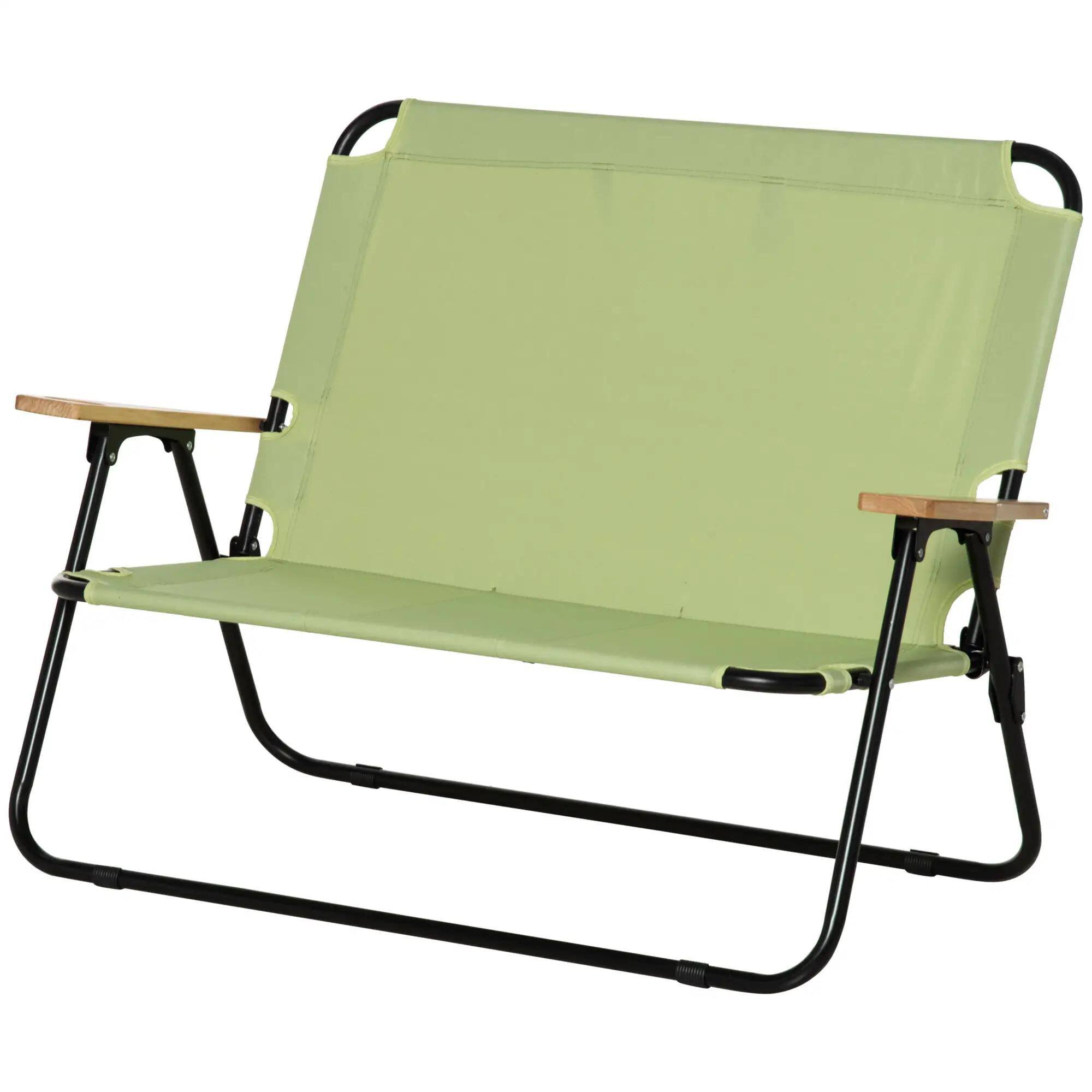 Angle. Resenkos - Resenkos Double Folding Camping Chair, Loveseat For 2 Adults, Portable Camping Couch, Green - Green.
