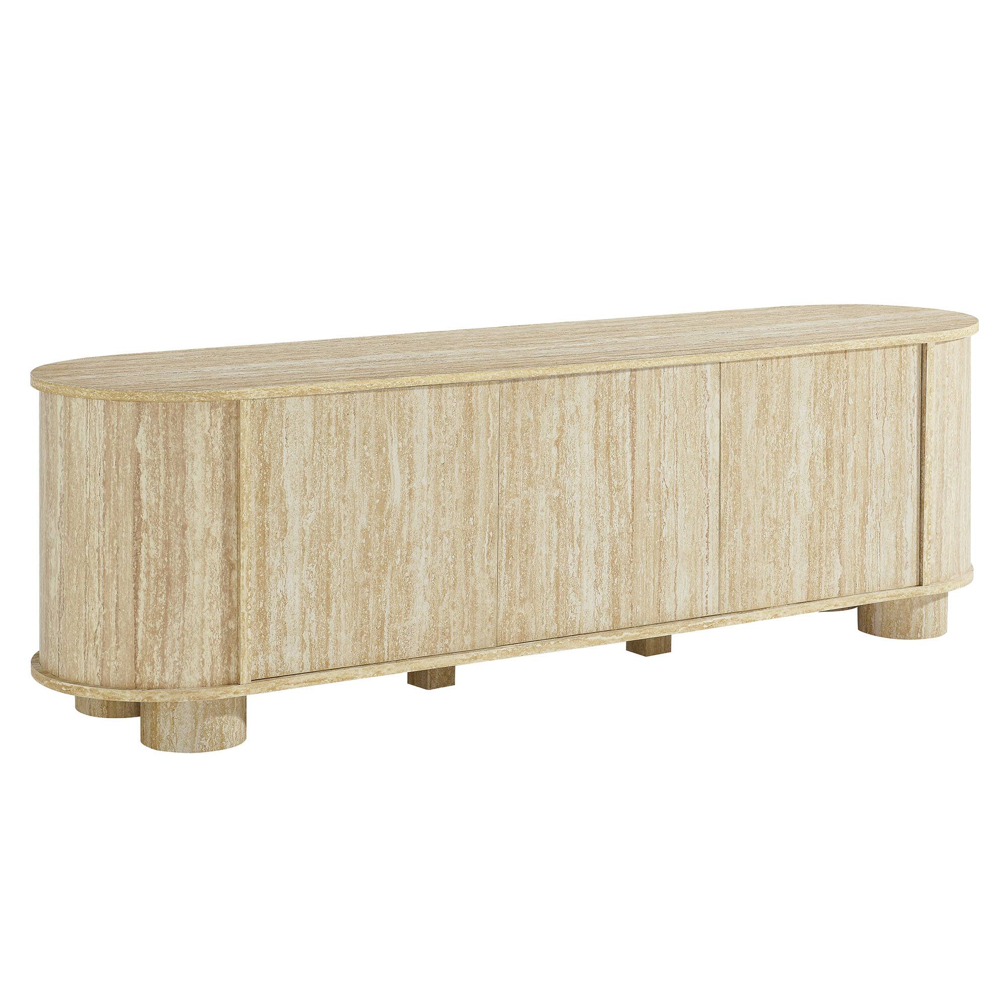 Angle. Modway - Overture 63" Oval Faux Travertine TV Stand by Modway - Travertine.