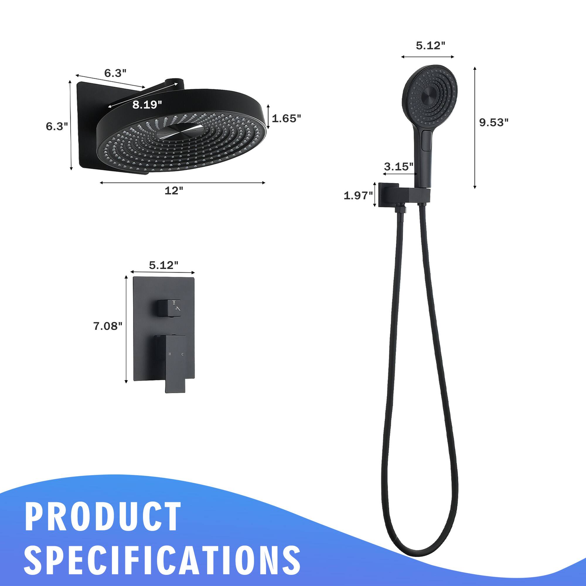 5.12"  
6.3"  
6.3"  
8.19"  
1.65"  
9.53"  
3.15"  
12"  
1.97"  
5.12"  
7.08"  

PRODUCT SPECIFICATIONS
