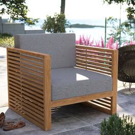 Carlsbad Teak Wood Outdoor Patio Armchair by Modway - Natural Gray