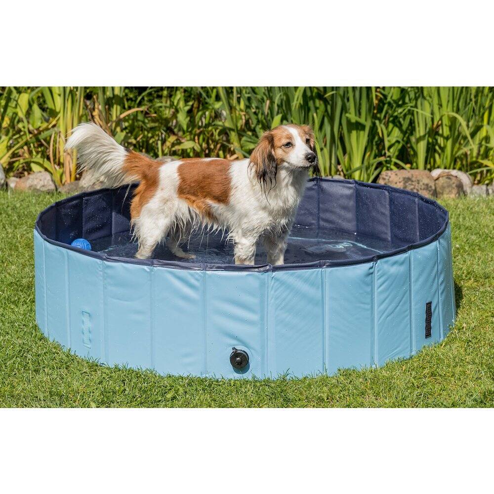 Left. TRIXIE - Outdoor Splash Pool for Dogs, Foldable Playpen, Bathtub - Blue.