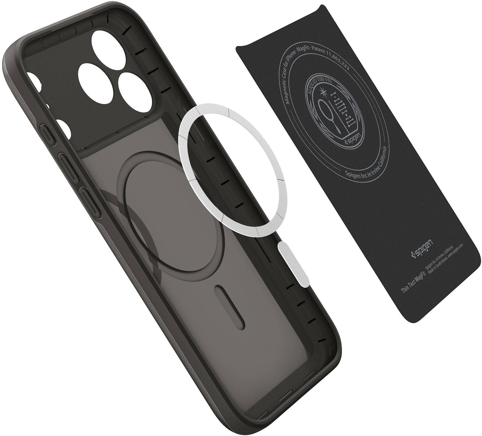 MagFit Patent 11 Phone 363,223 863 for 223 Case  
Magnetic CETOTIY  
Spigen California  
Spigen Inc Irvine  
Spigen California msu.pys.om  
MagFit Thin  
Spigen  
Thin Text Model