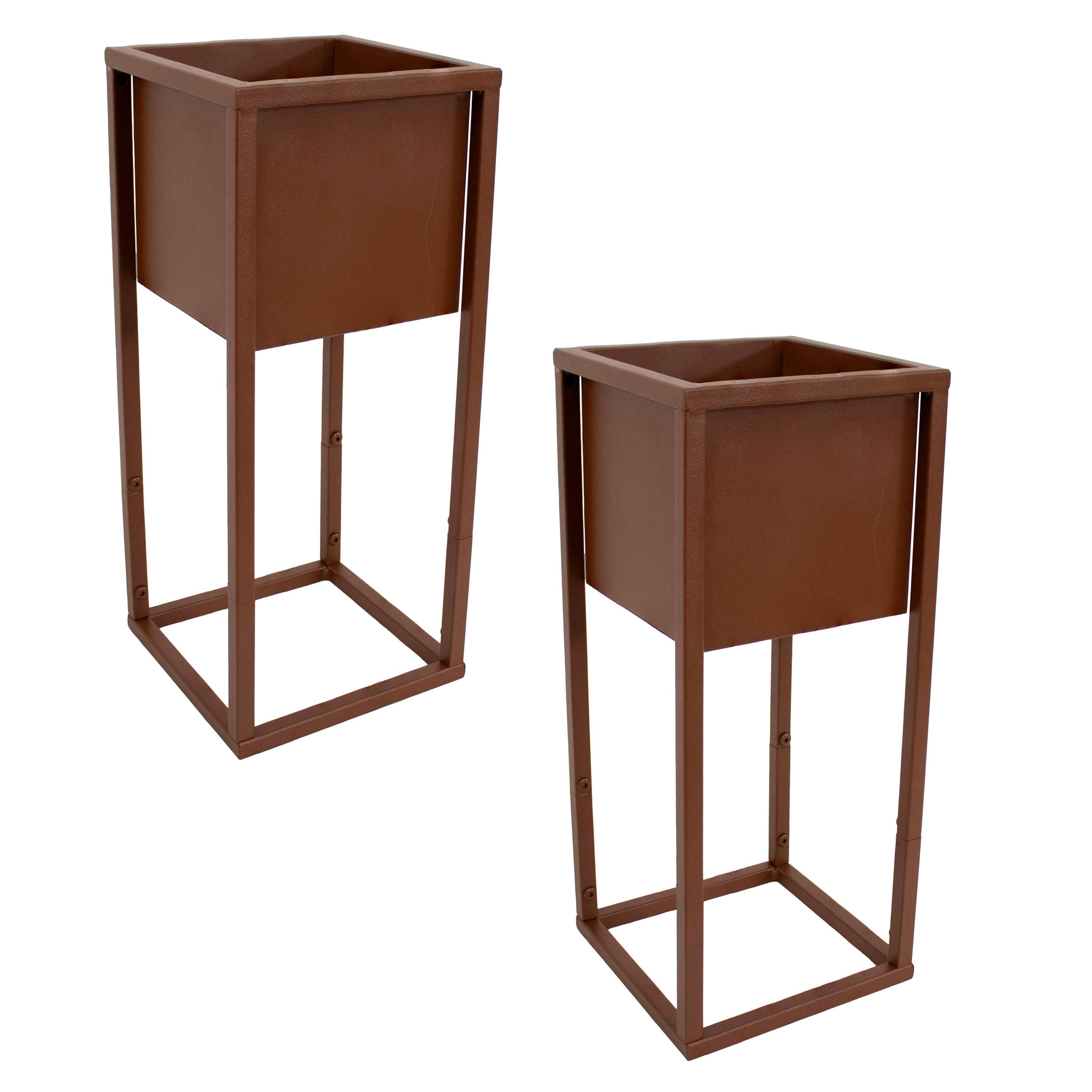 Sunnydaze - Modern Simplicity Outdoor Elevated Planter - 2-Pack - Brown price history on PriceWatchPro