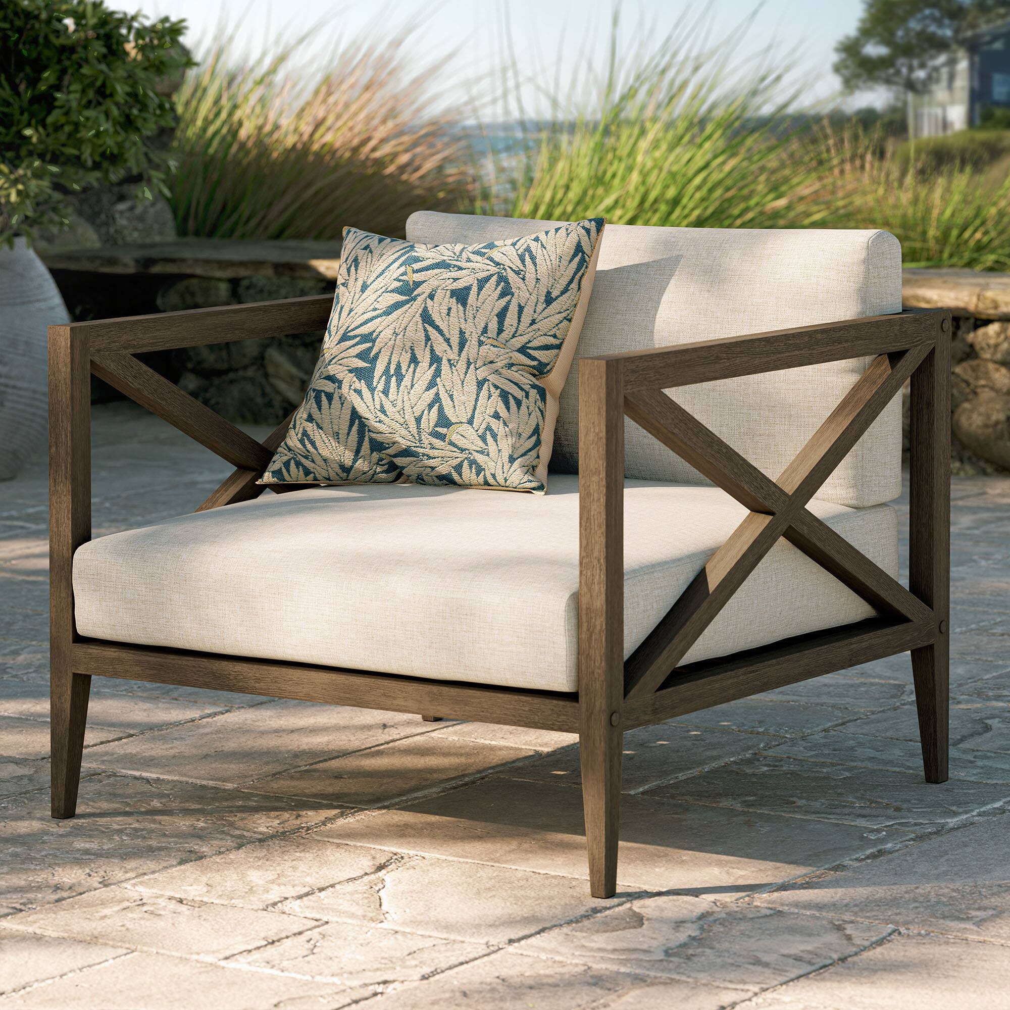 Front. Modway - Northlake Outdoor Teak Armchair by Modway - Pebble.